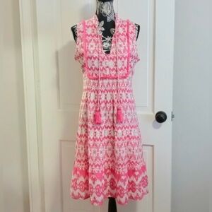 💗Lola Australia💗 - Pink/White Ruby Cotton Sleeveless Dress